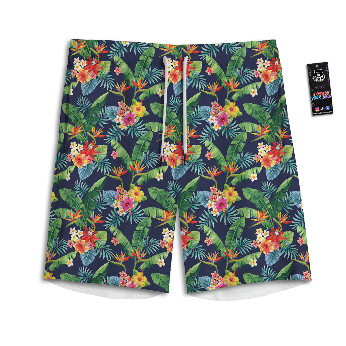 Flower Plumeria Vintage Print Pattern Men's Athletic Shorts