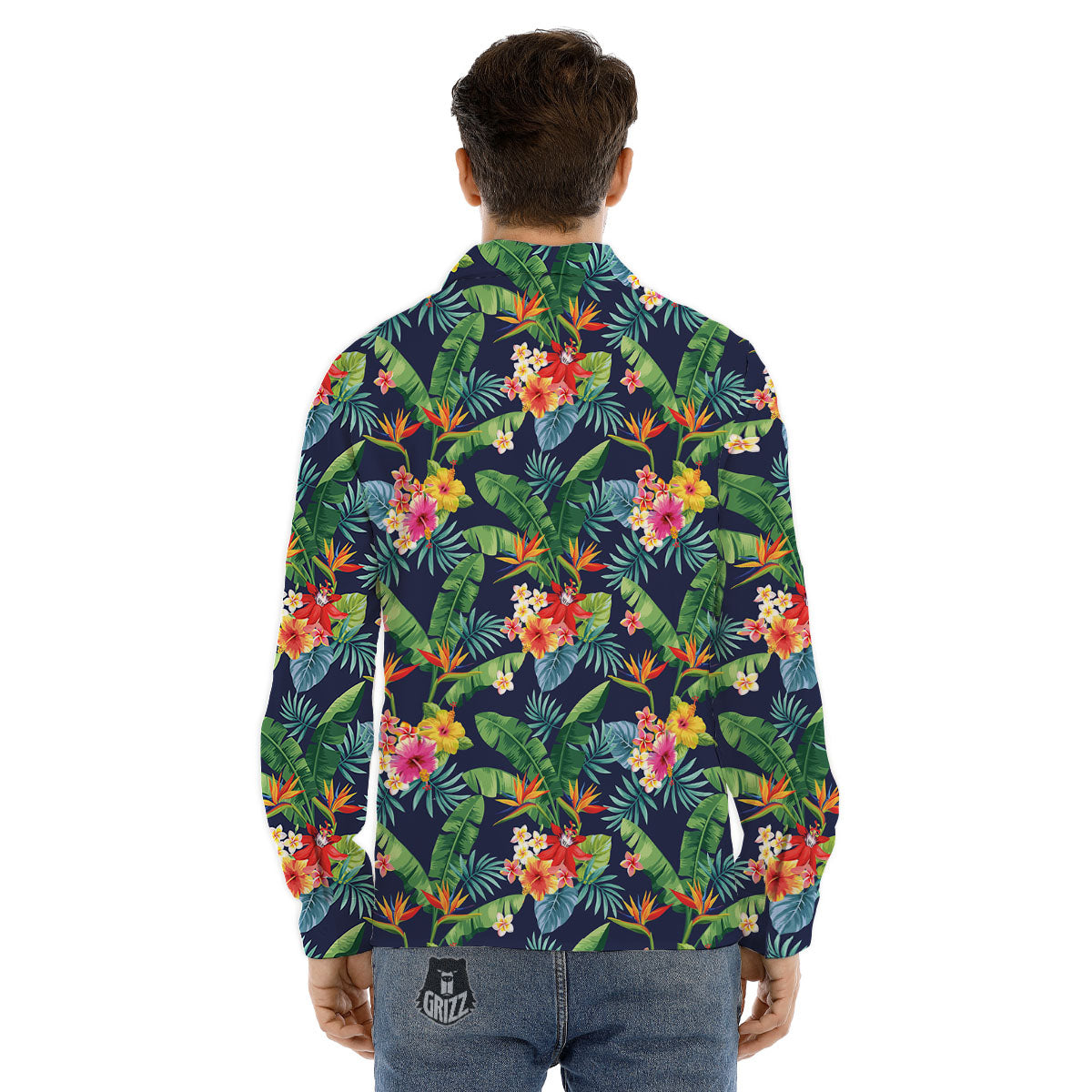 Flower Plumeria Vintage Print Pattern Men's Dress Shirts-grizzshop