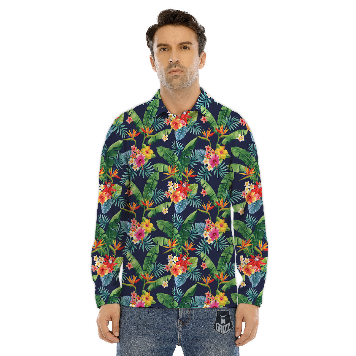 Flower Plumeria Vintage Print Pattern Men's Dress Shirts-grizzshop
