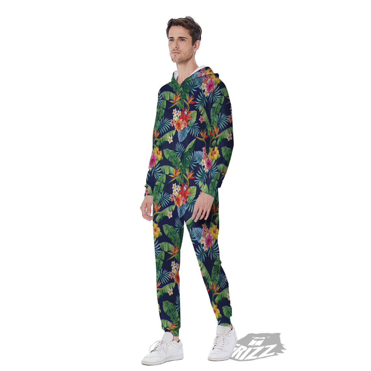 Flower Plumeria Vintage Print Pattern Men's Jumpsuit-grizzshop