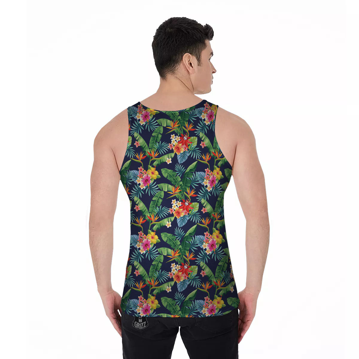 Flower Plumeria Vintage Print Pattern Men's Tank Top-grizzshop