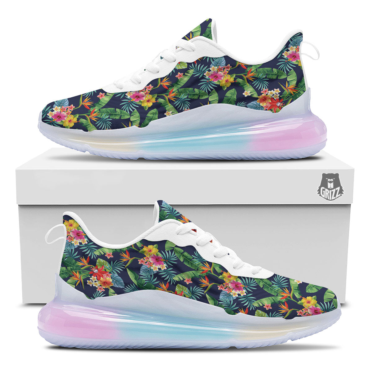 Flower Plumeria Vintage Print Pattern Running Sneakers-grizzshop
