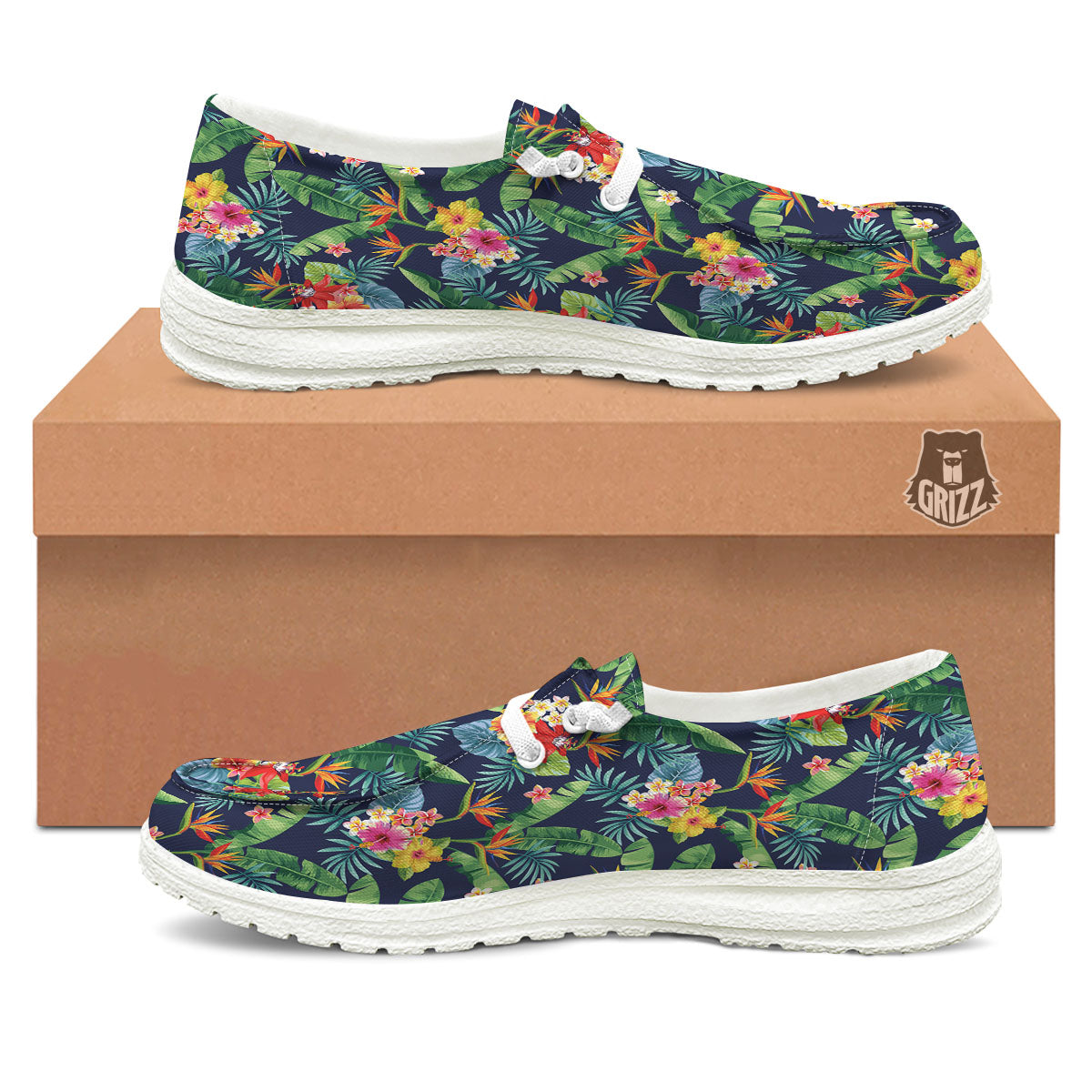 Flower Plumeria Vintage Print Pattern White Loafers-grizzshop