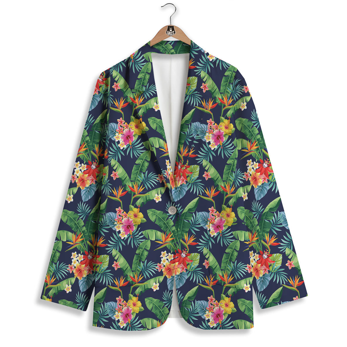 Flower Plumeria Vintage Print Pattern Women's Blazer-grizzshop