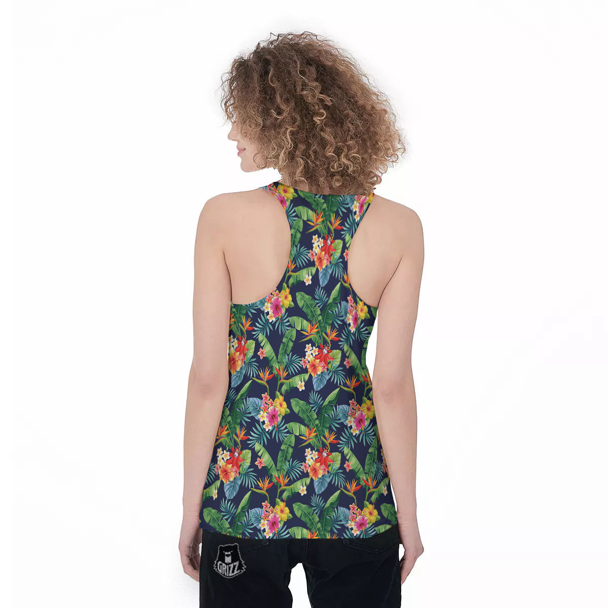 Flower Plumeria Vintage Print Pattern Women's Racerback Tank Top-grizzshop