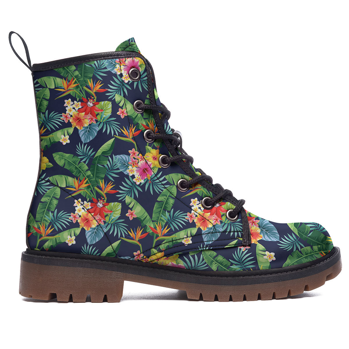 Flower Plumeria Vintage Print Pattern Work Boots-grizzshop
