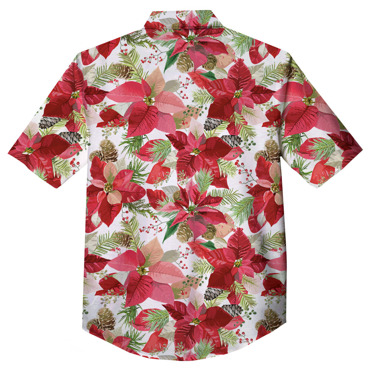 Flower Poinsettia Print Pattern Button Up Shirt-grizzshop