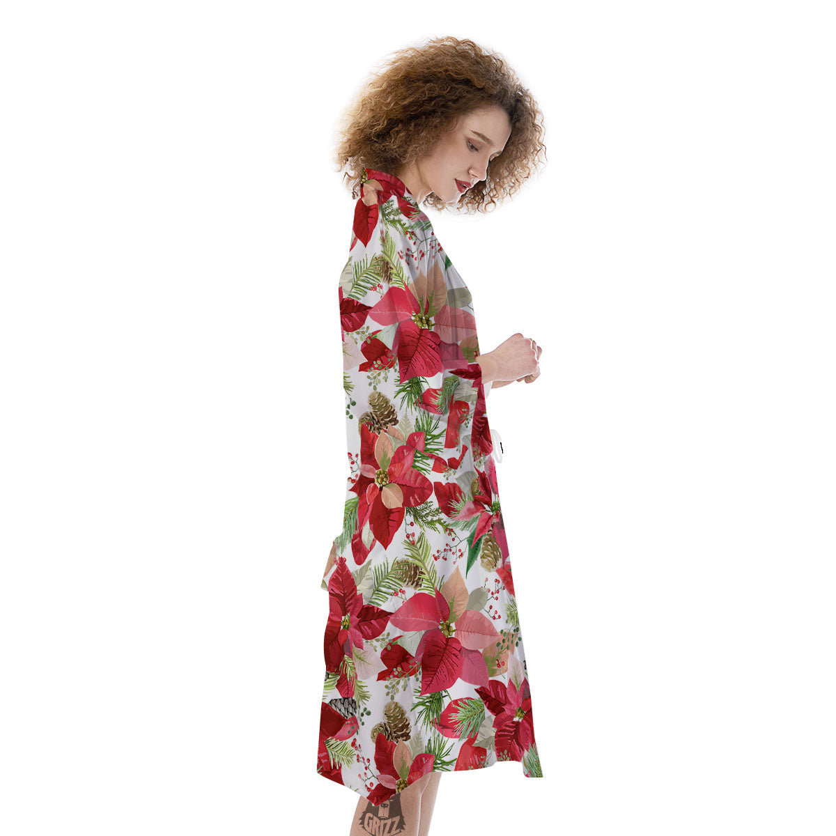 Flower Poinsettia Print Pattern Kimono-grizzshop