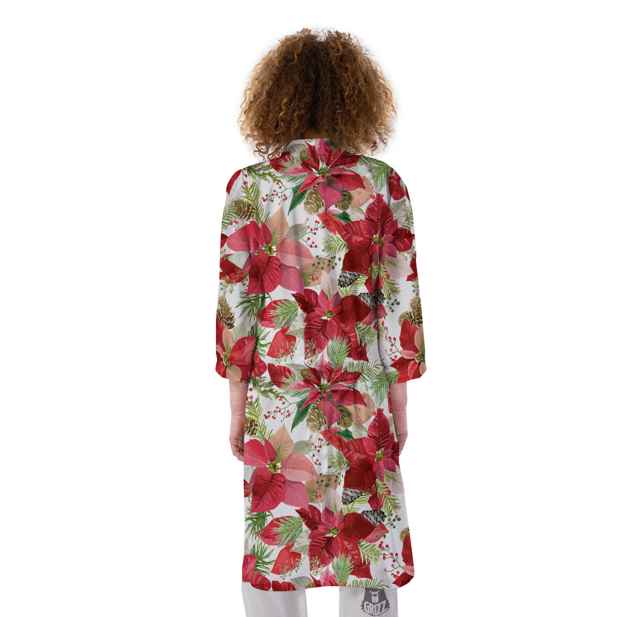 Flower Poinsettia Print Pattern Kimono-grizzshop