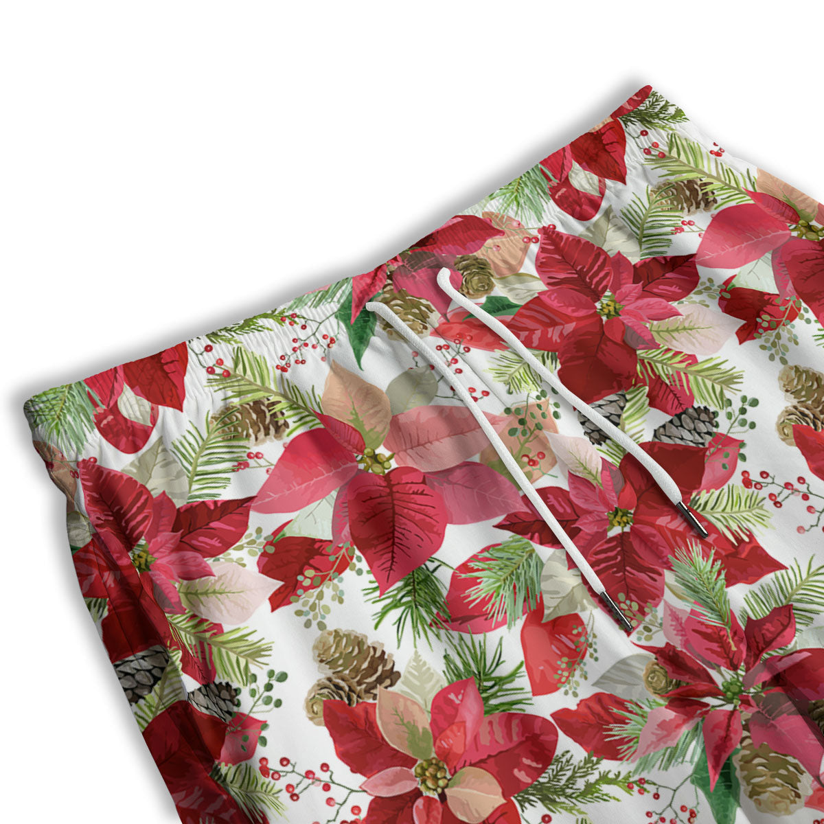 Flower Poinsettia Print Pattern Men's Athletic Shorts-grizzshop