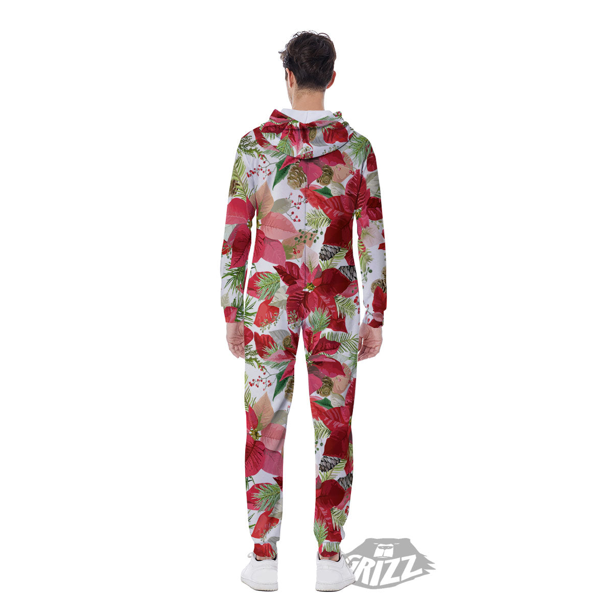Flower Poinsettia Print Pattern Men's Jumpsuit-grizzshop