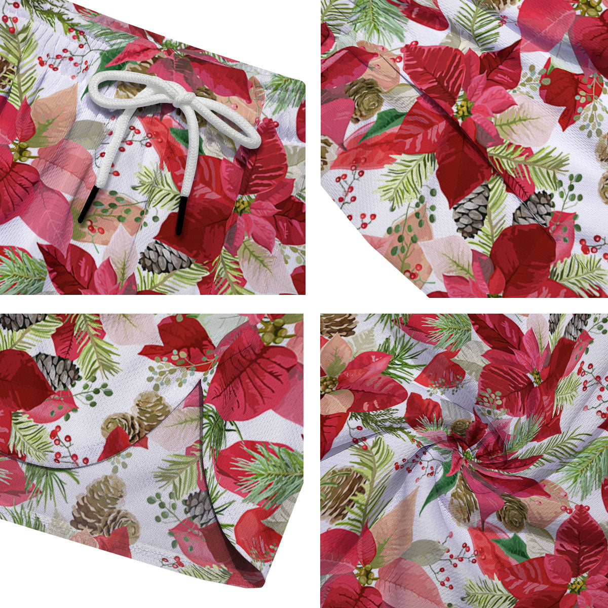 Flower Poinsettia Print Pattern Men's Running Shorts-grizzshop