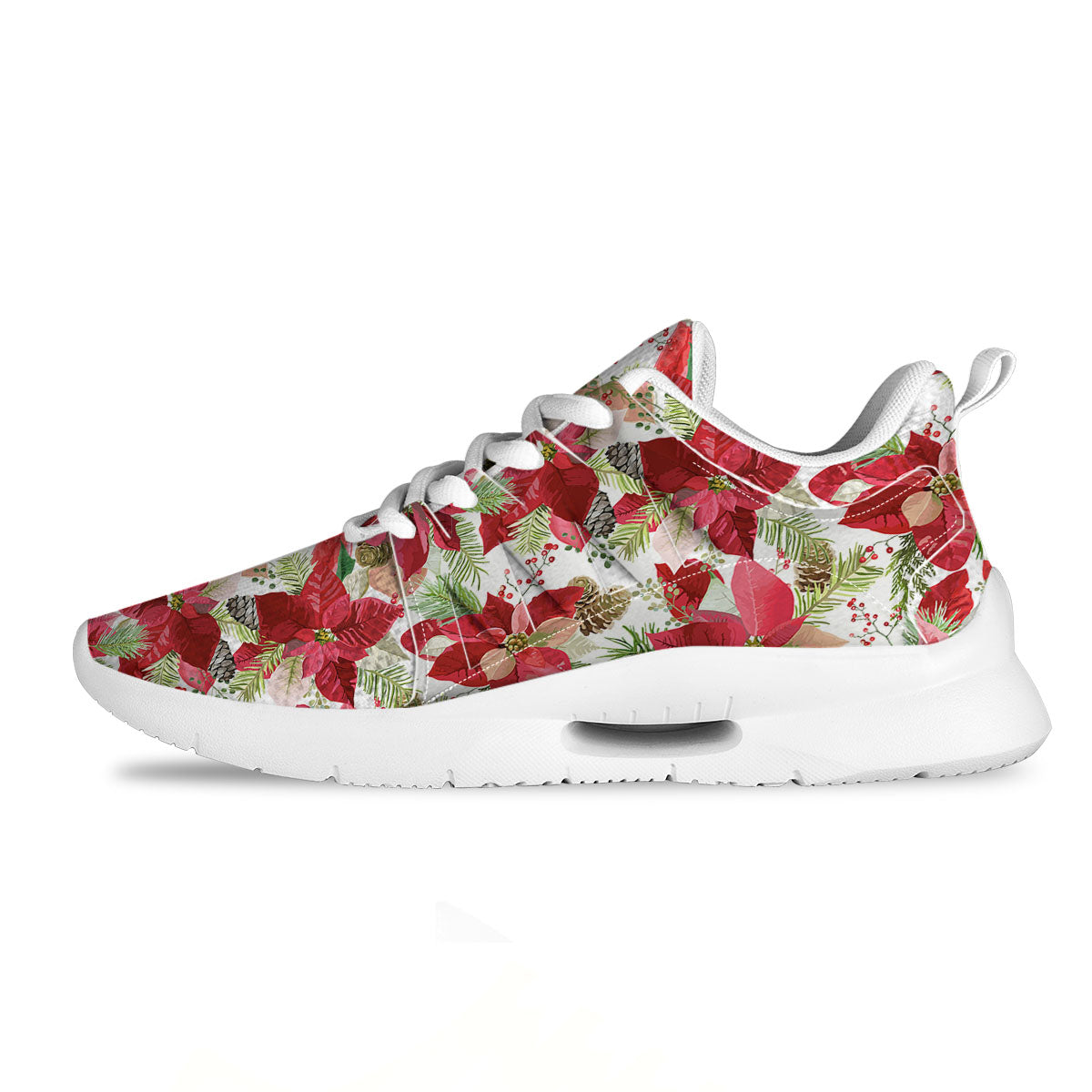 Flower Poinsettia Print Pattern Tennis Shoes-grizzshop