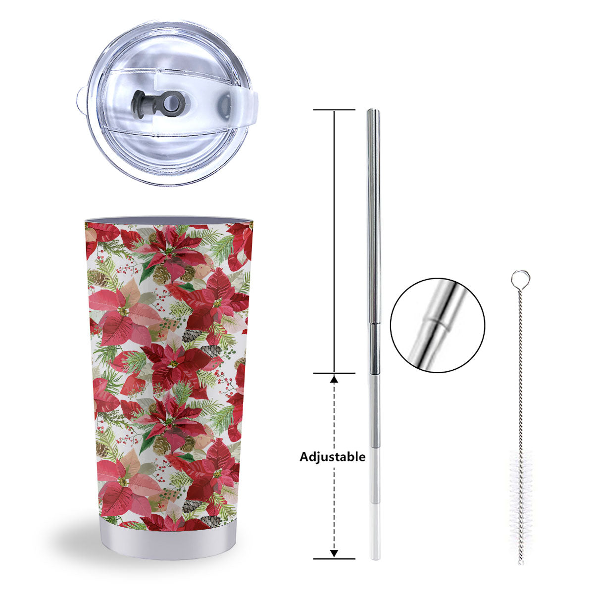 Flower Poinsettia Print Pattern Tumbler-grizzshop