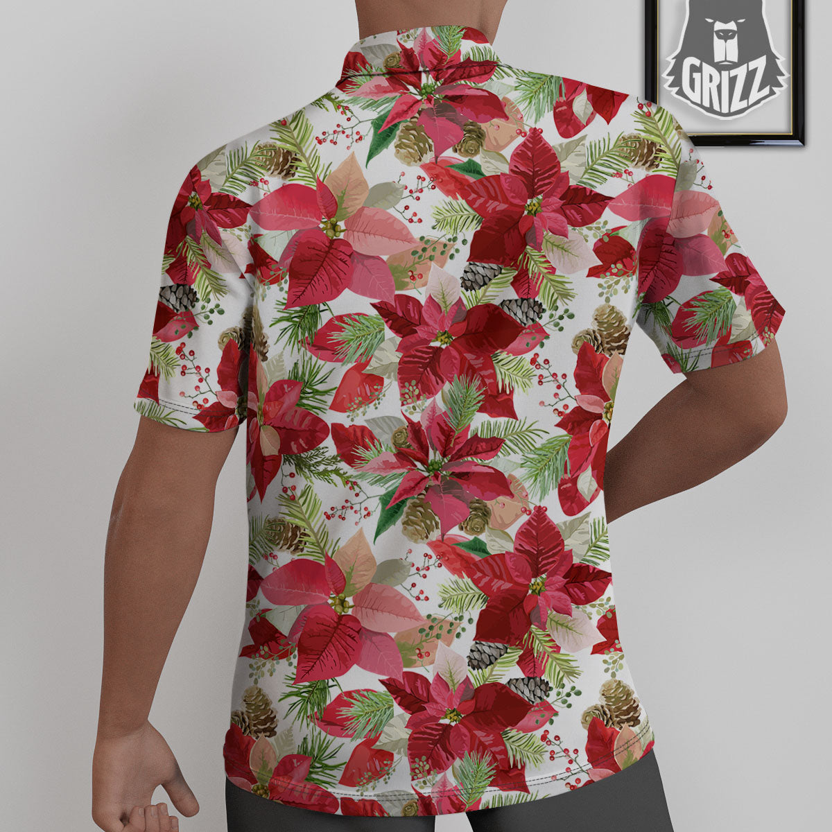 Flower Poinsettia Print Pattern Untucked Shirts-grizzshop