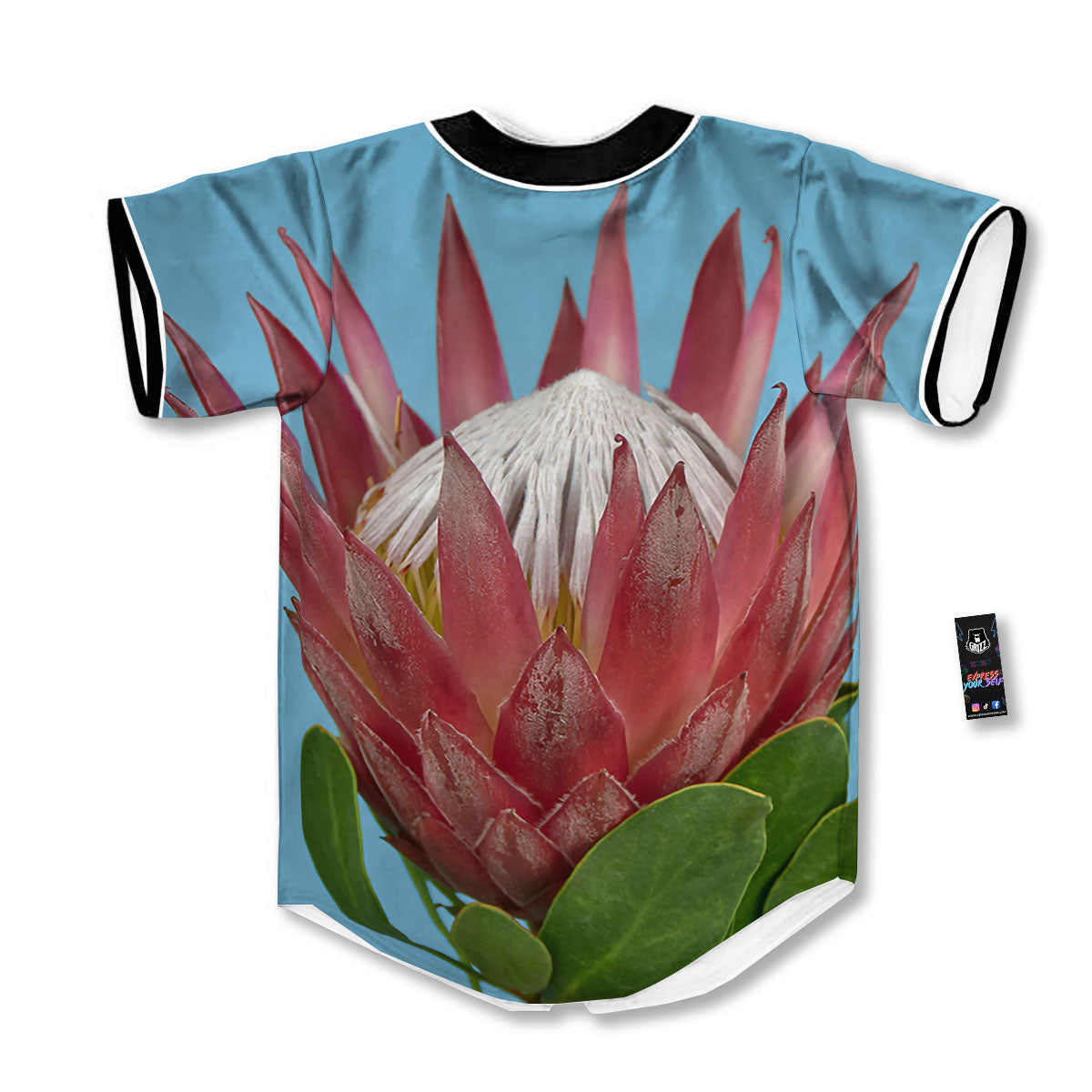 Flower Protea Print Baseball Jersey-grizzshop