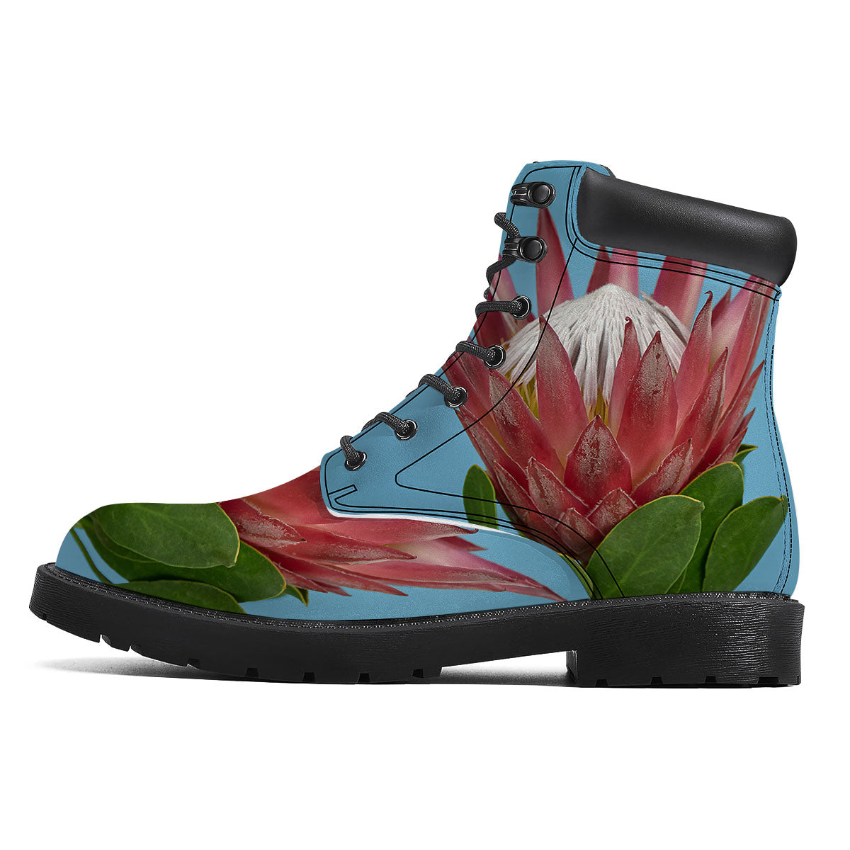 Flower Protea Print Boots-grizzshop