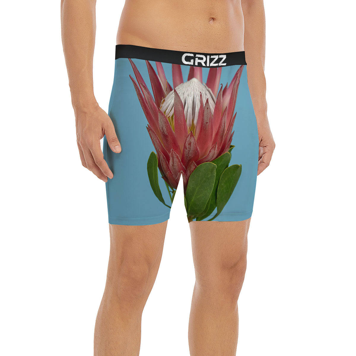 Flower Protea Print Boxer Briefs-grizzshop