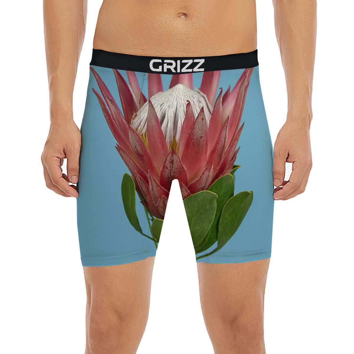 Flower Protea Print Boxer Briefs-grizzshop
