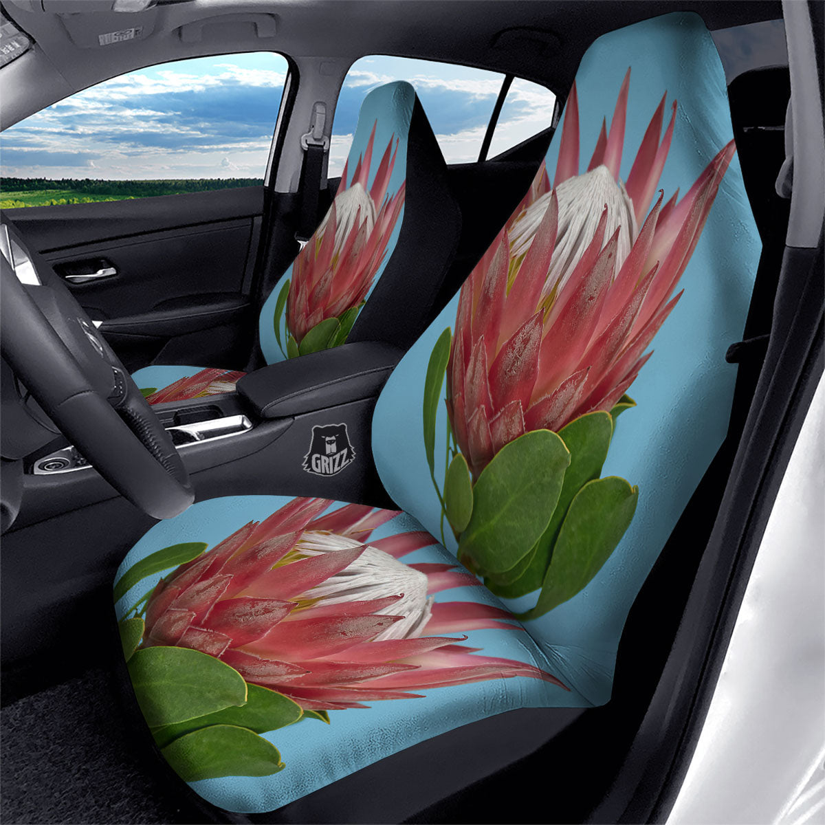 Flower Protea Print Car Seat Covers-grizzshop