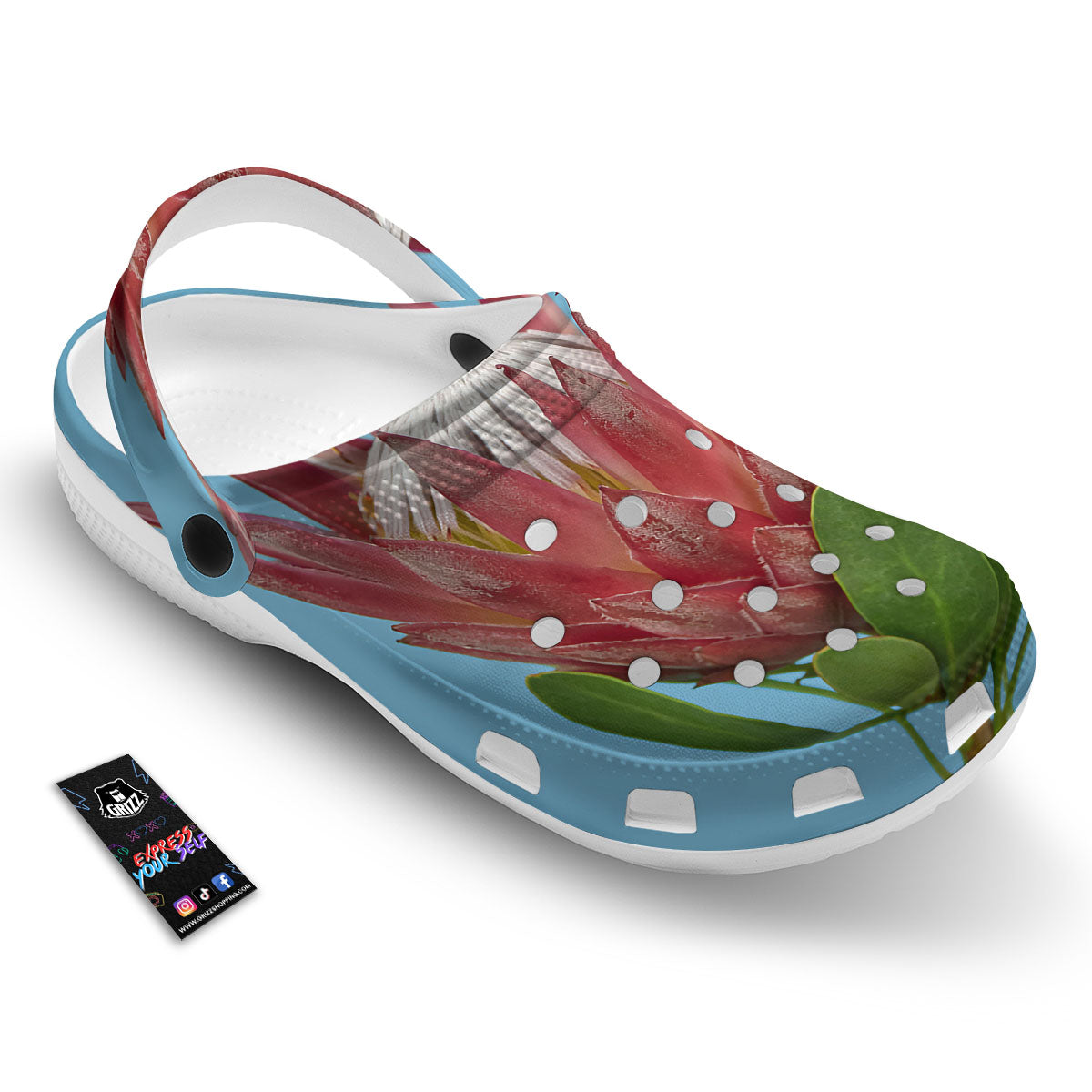 Flower Protea Print Clog-grizzshop