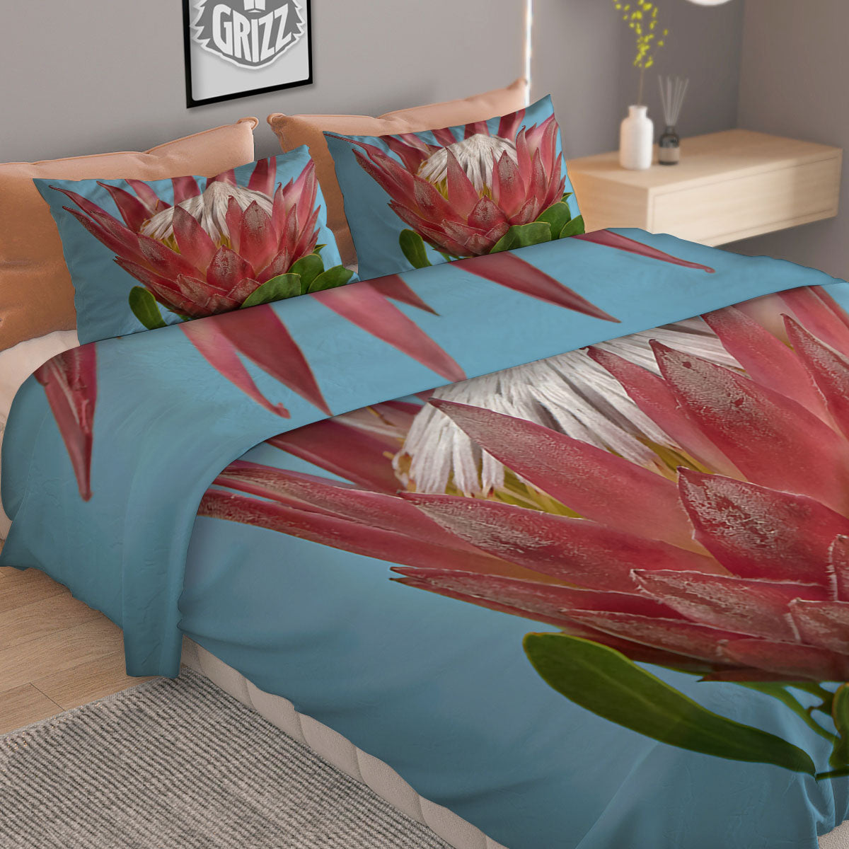 Flower Protea Print Duvet Cover Bedding Set-grizzshop