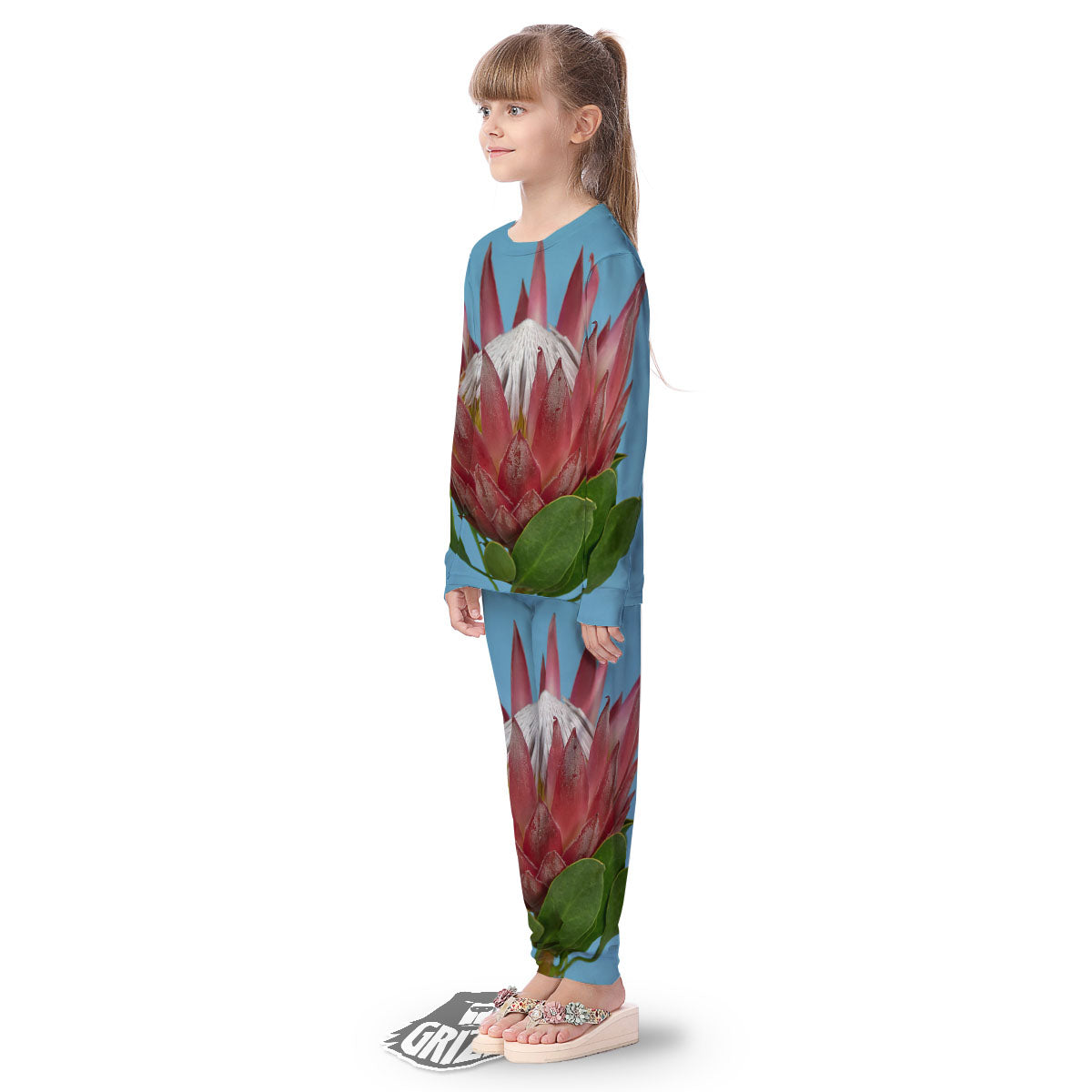 Flower Protea Print Kid's Pajamas-grizzshop