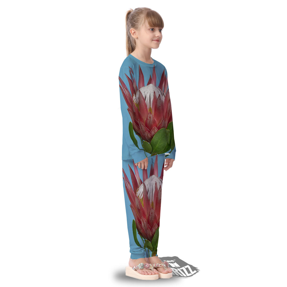Flower Protea Print Kid's Pajamas-grizzshop