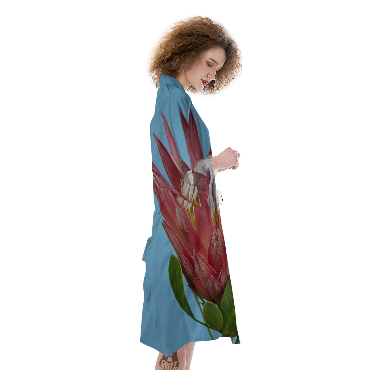 Flower Protea Print Kimono-grizzshop