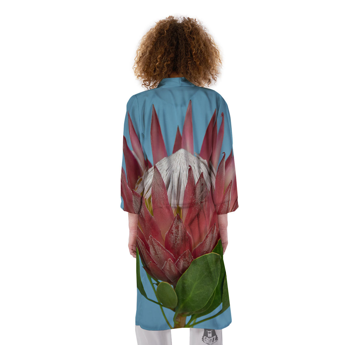 Flower Protea Print Kimono-grizzshop
