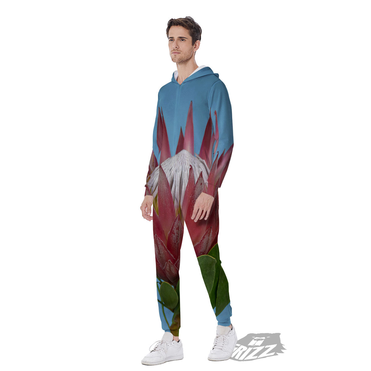 Flower Protea Print Men's Jumpsuit-grizzshop
