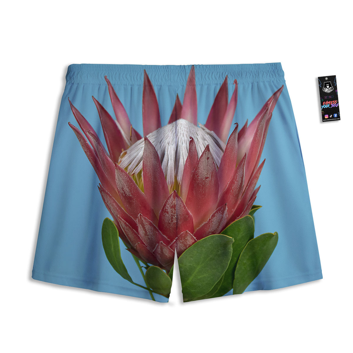 Flower Protea Print Mesh Shorts-grizzshop