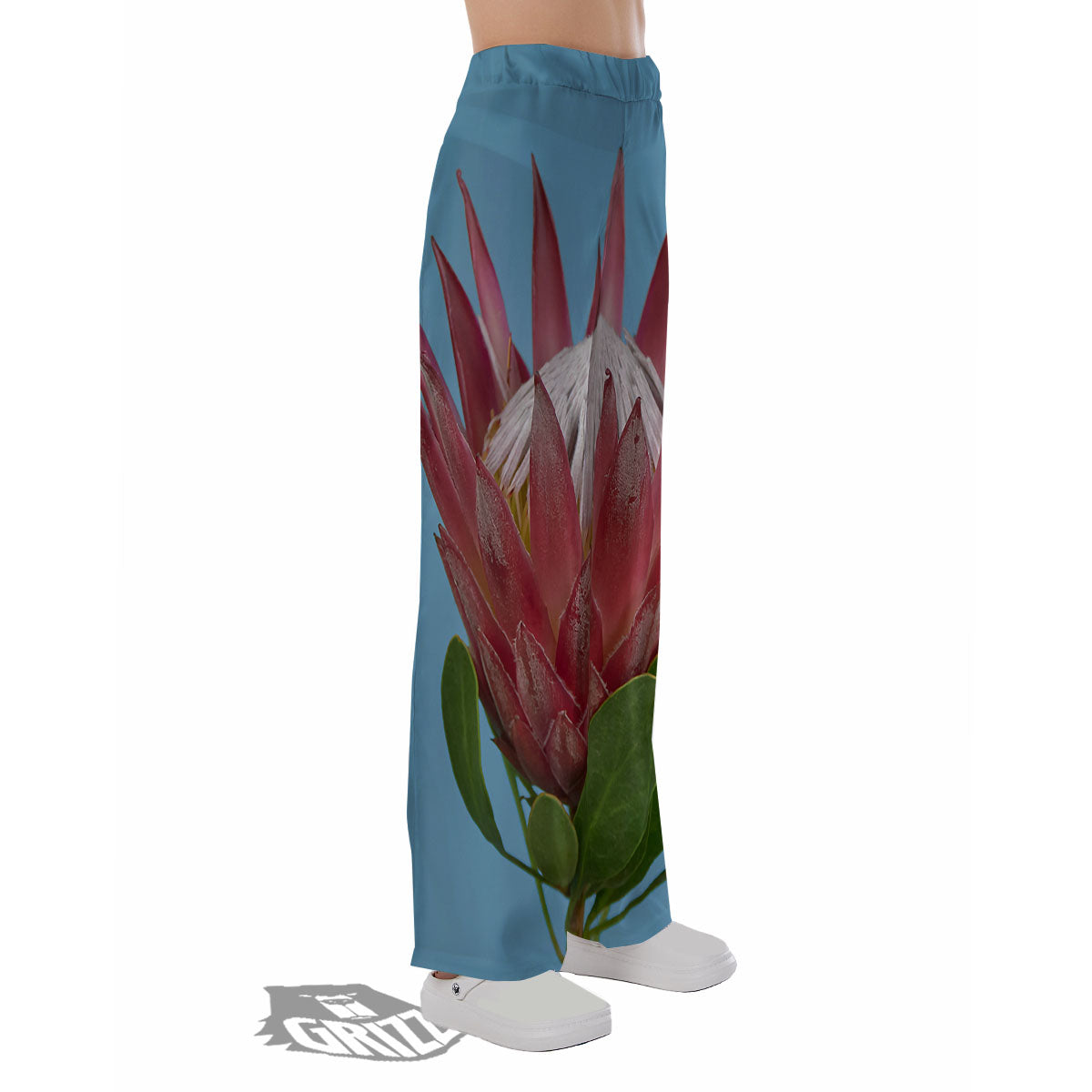 Flower Protea Print Pajama Pants-grizzshop