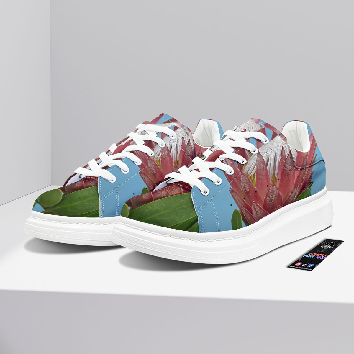 Flower Protea Print Platform Shoes-grizzshop