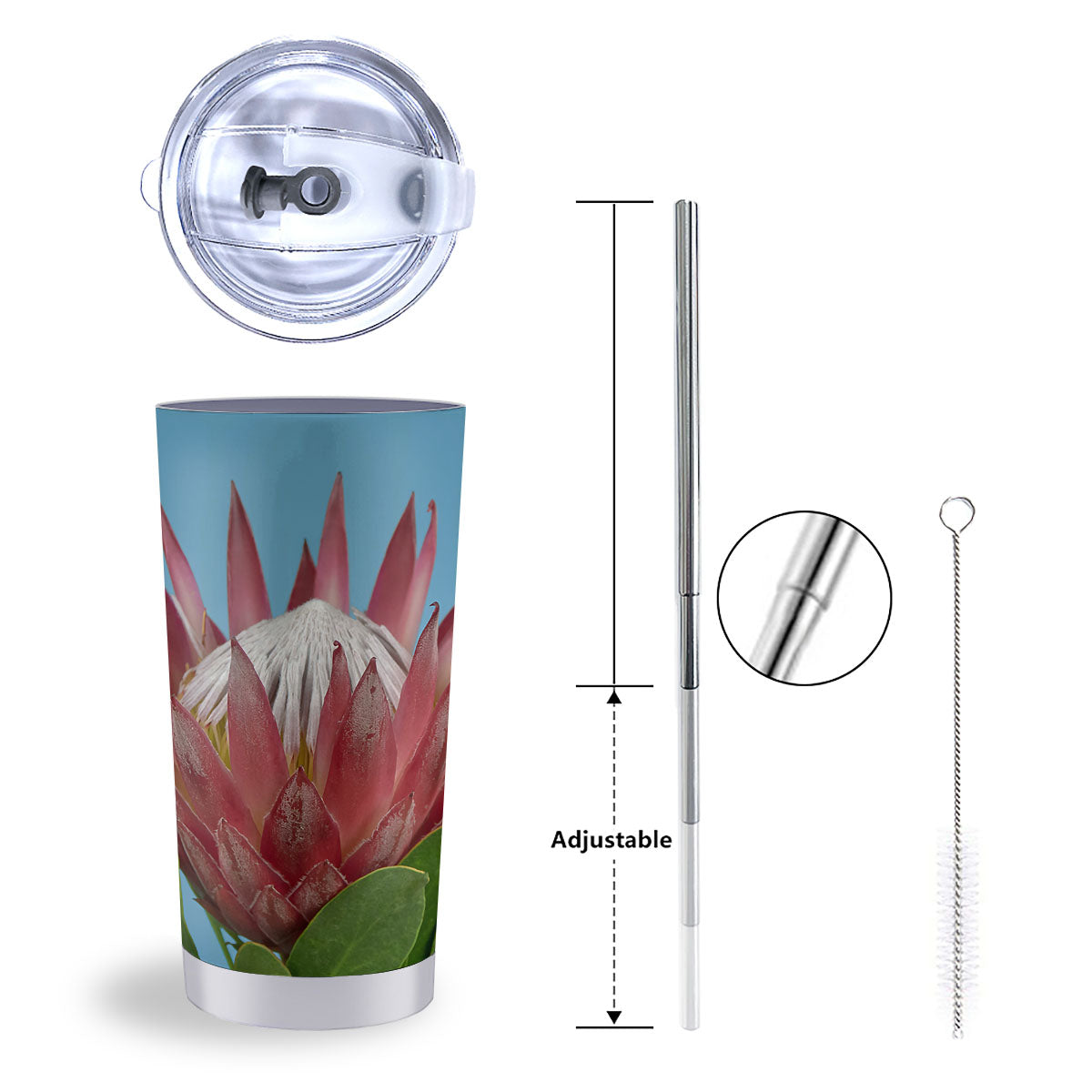 Flower Protea Print Tumbler-grizzshop