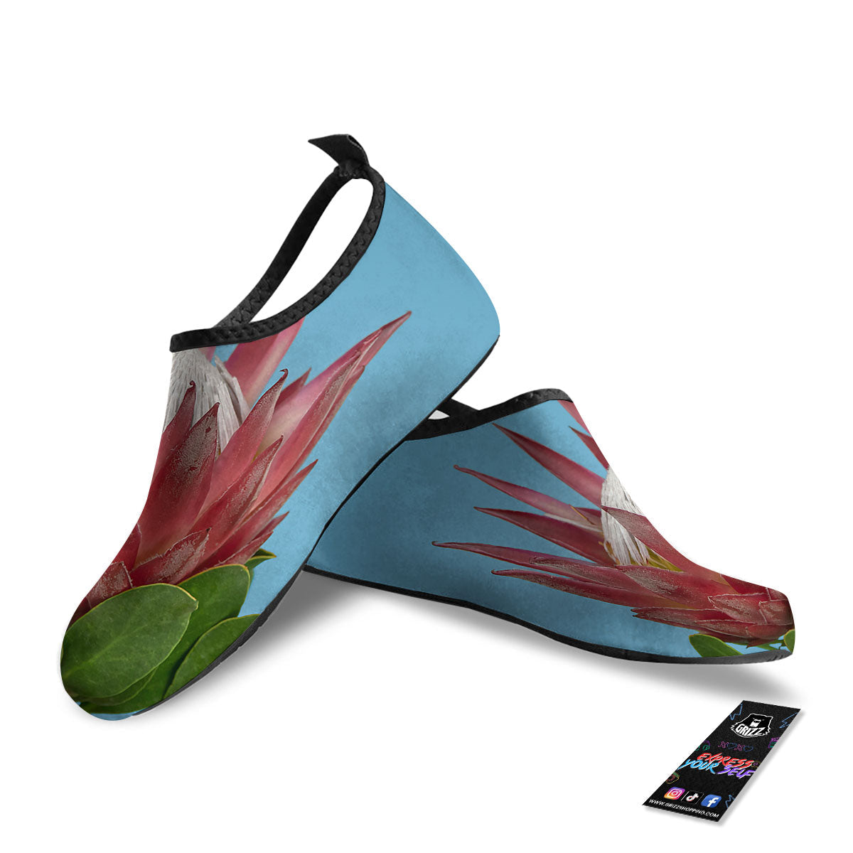 Flower Protea Print Water Shoes-grizzshop