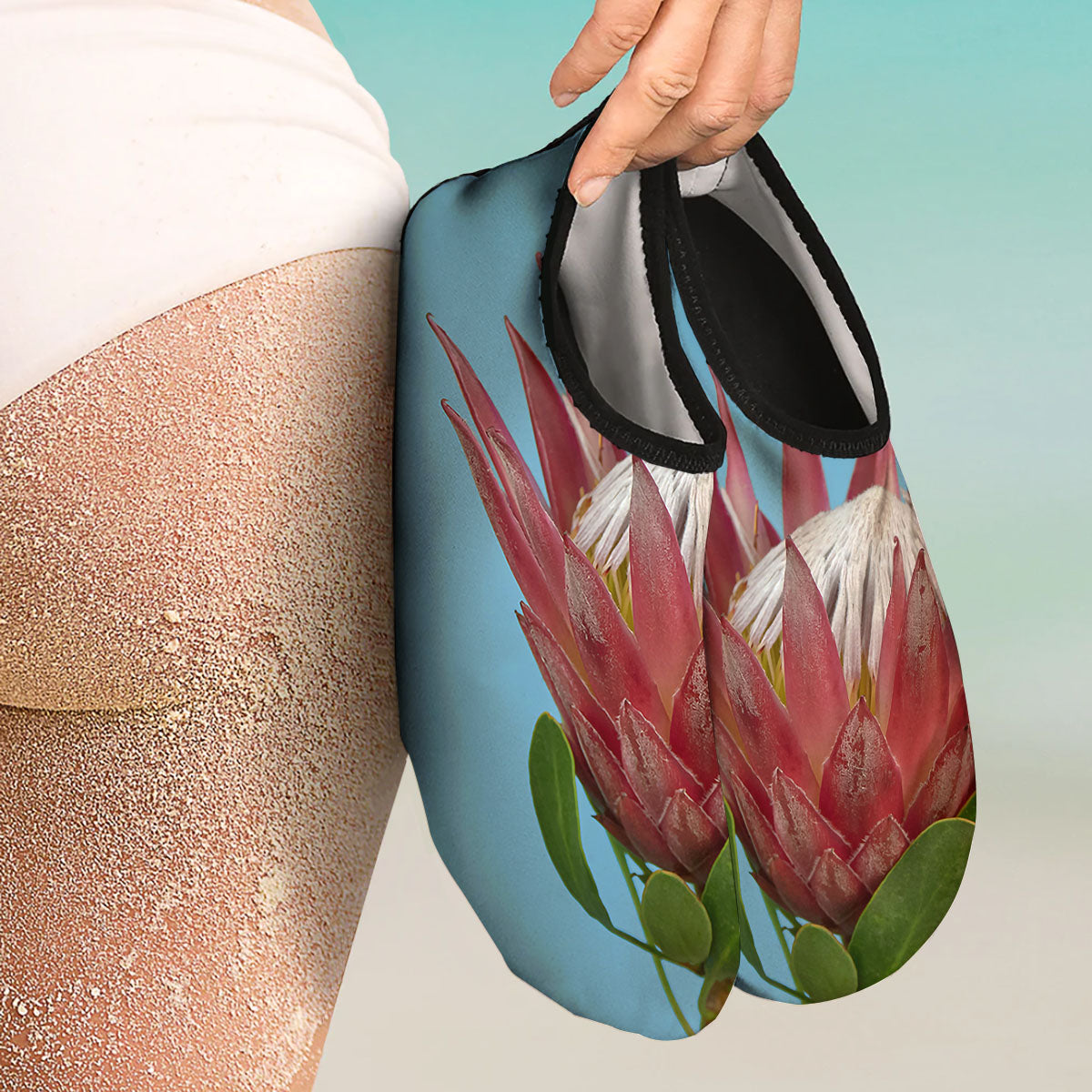 Flower Protea Print Water Shoes-grizzshop