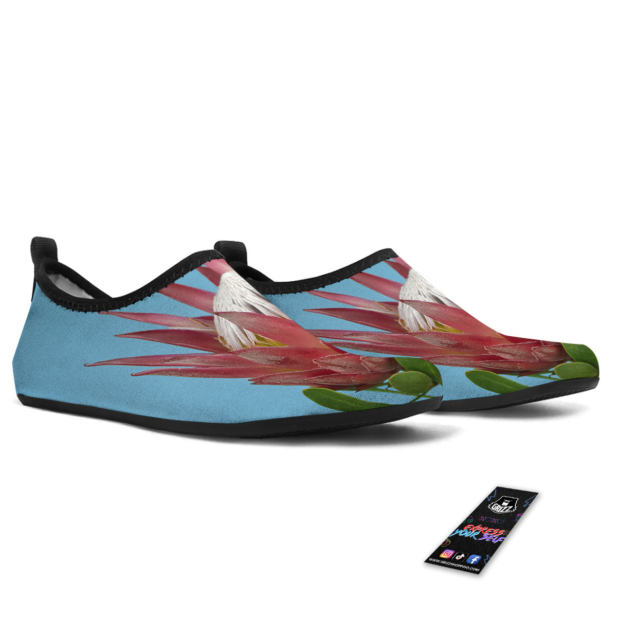 Flower Protea Print Water Shoes-grizzshop