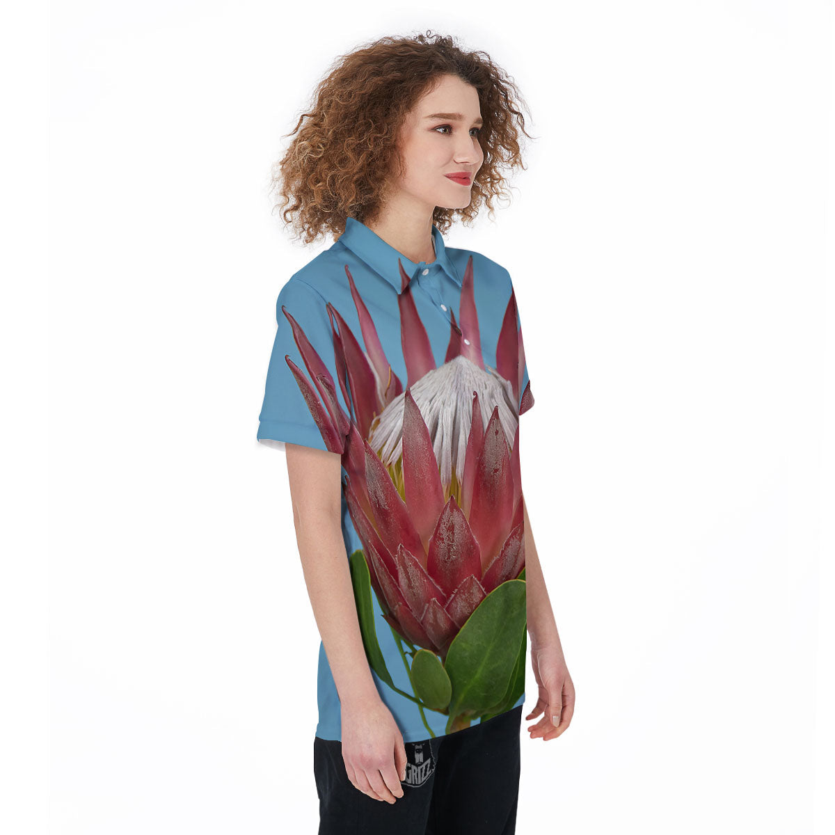 Flower Protea Print Women's Golf Shirts-grizzshop