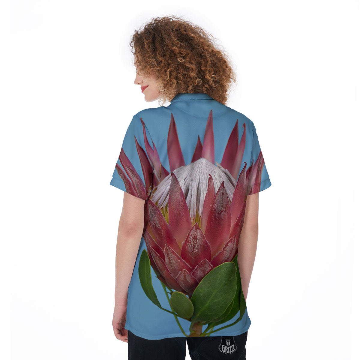 Flower Protea Print Women's Golf Shirts-grizzshop