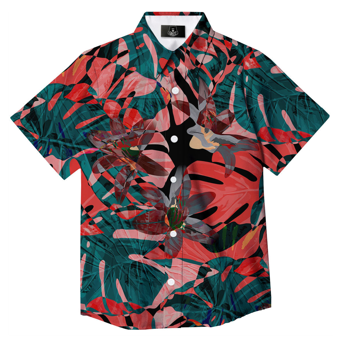 Flower Psychedelic Hawaiian Print Button Up Shirt-grizzshop