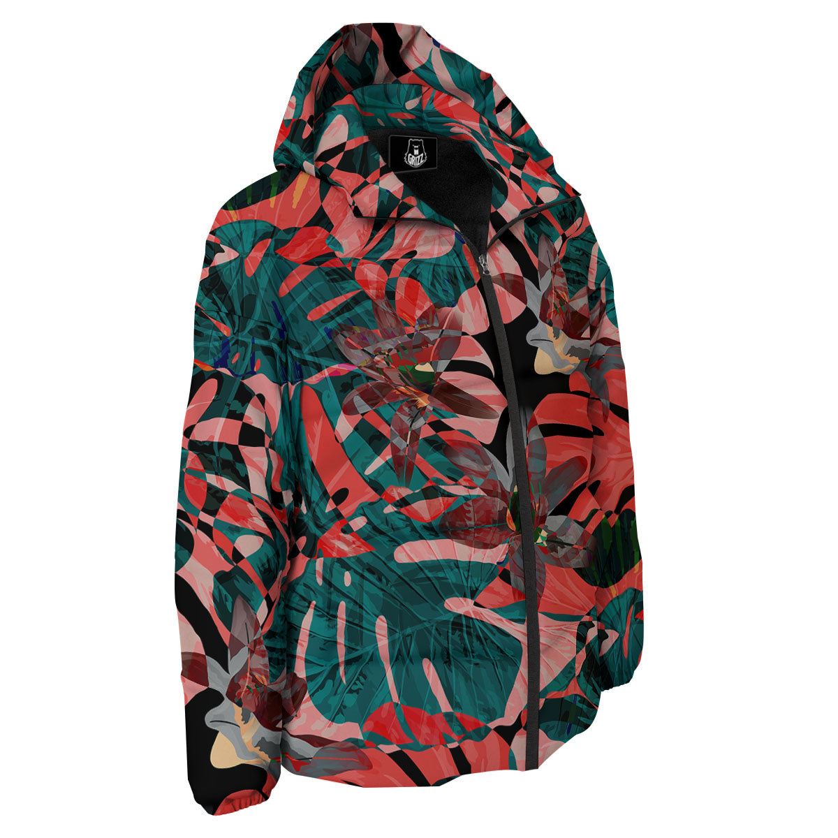 Flower Psychedelic Hawaiian Print Down Jacket-grizzshop