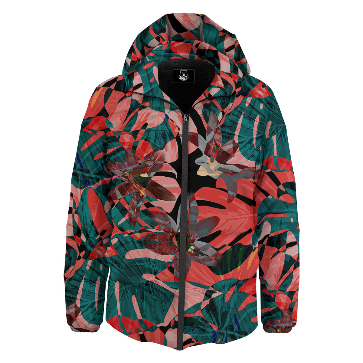 Flower Psychedelic Hawaiian Print Down Jacket-grizzshop