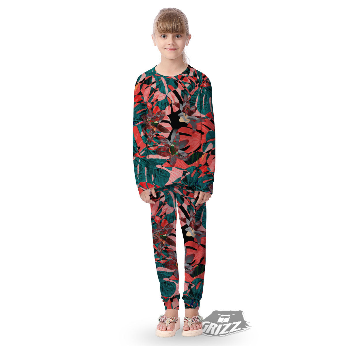 Flower Psychedelic Hawaiian Print Kid's Pajamas-grizzshop