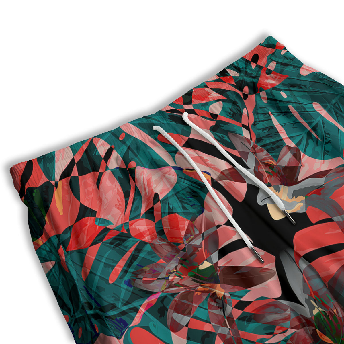 Flower Psychedelic Hawaiian Print Men's Athletic Shorts