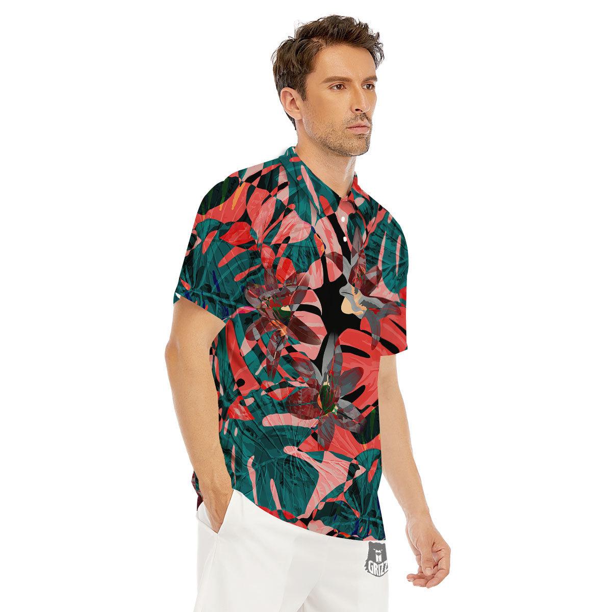 Flower Psychedelic Hawaiian Print Men's Golf Shirts-grizzshop