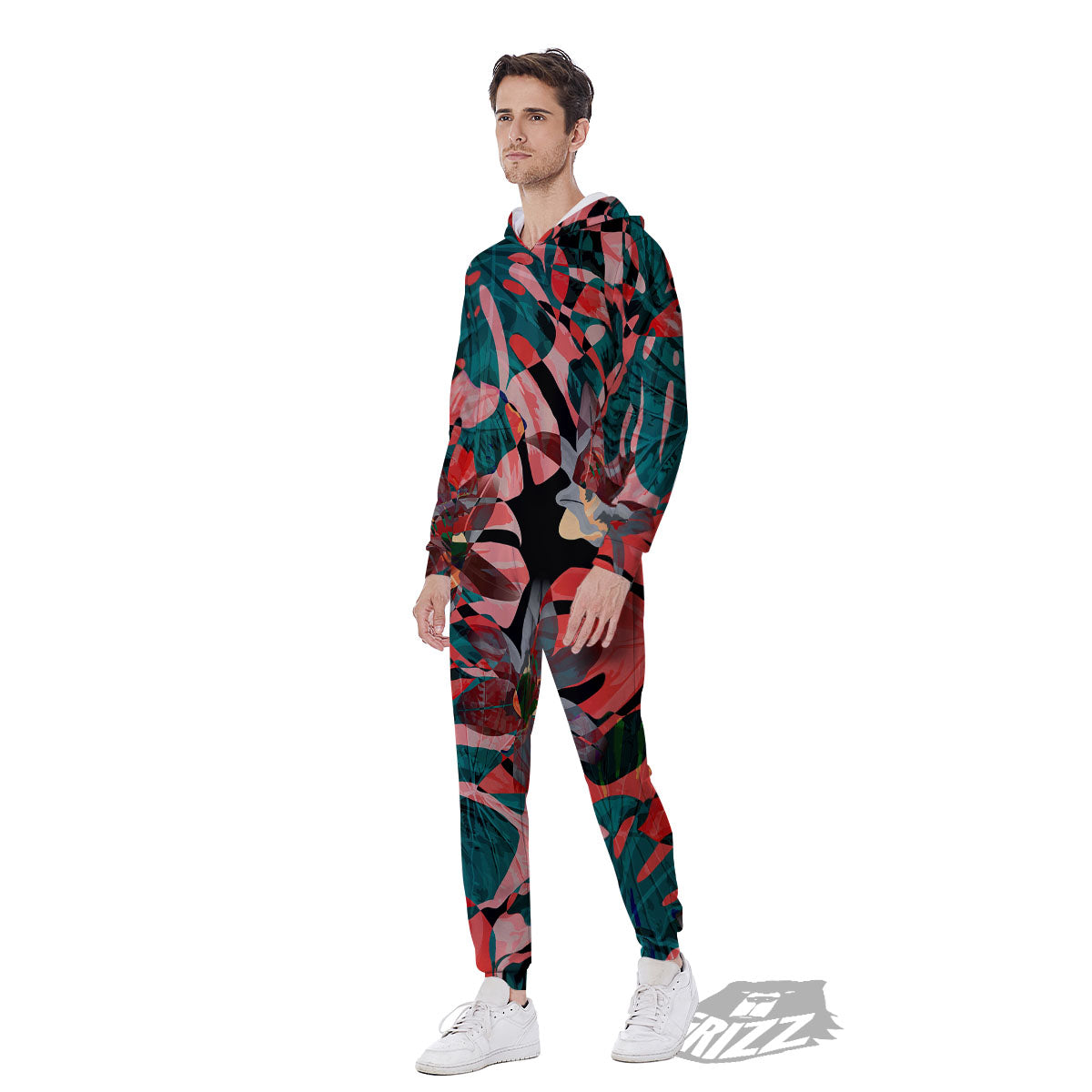 Flower Psychedelic Hawaiian Print Men's Jumpsuit-grizzshop