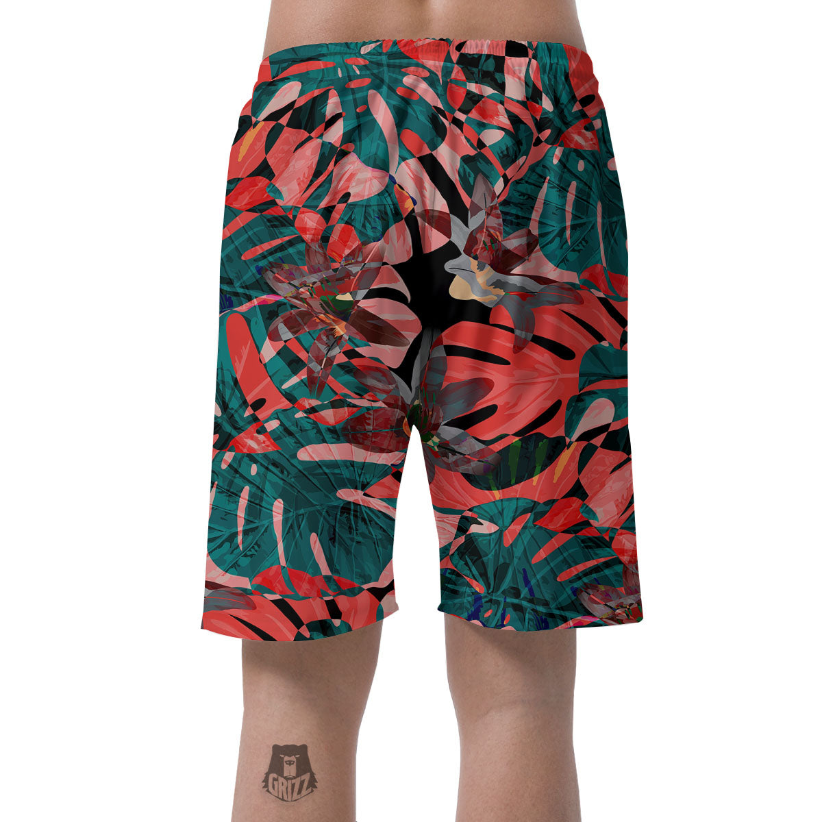 Flower Psychedelic Hawaiian Print Men's Shorts-grizzshop