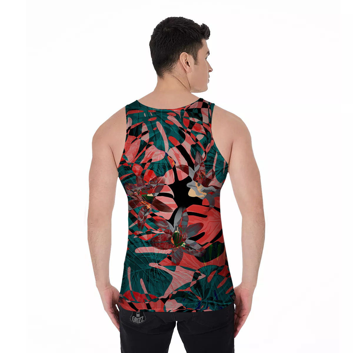 Flower Psychedelic Hawaiian Print Men's Tank Top-grizzshop
