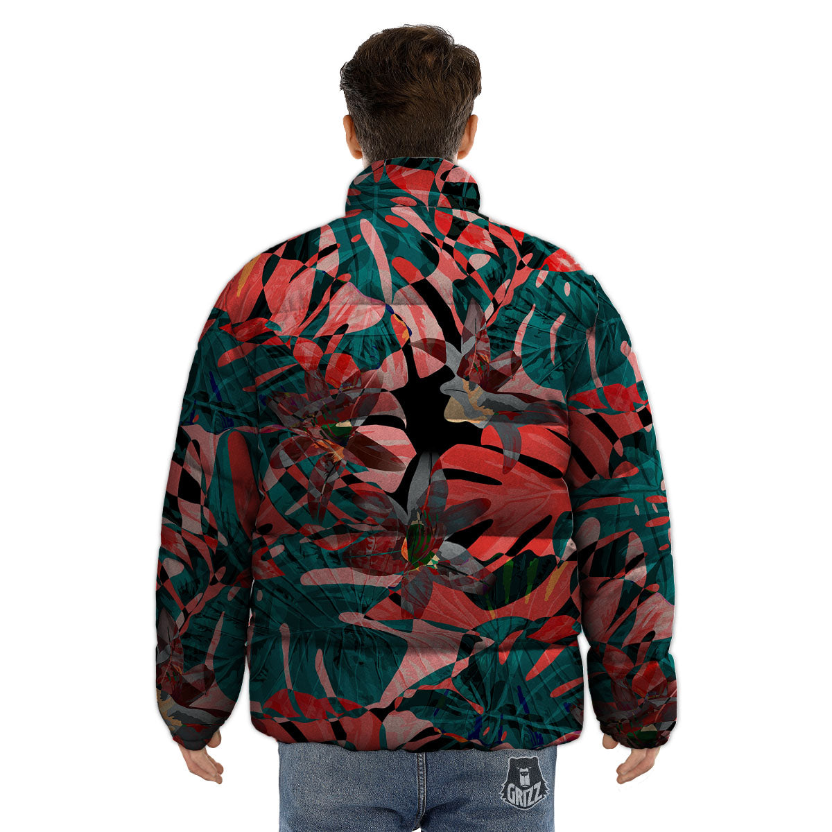 Flower Psychedelic Hawaiian Print Puffer Jacket-grizzshop
